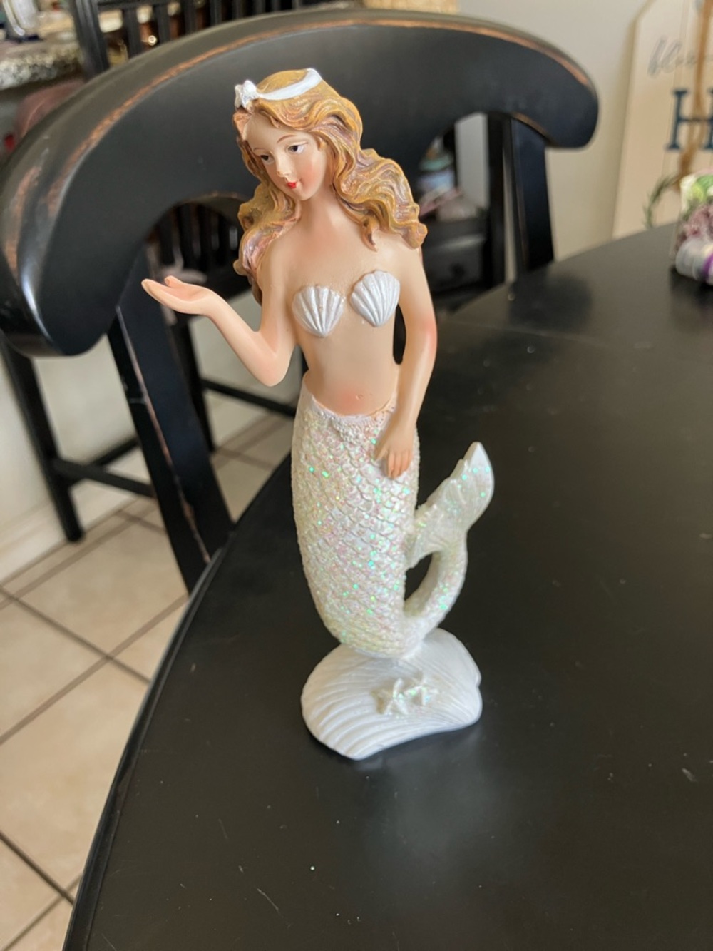 White Iridescent Mermaid Figurine Decorative Statue - Picture 2 of 7